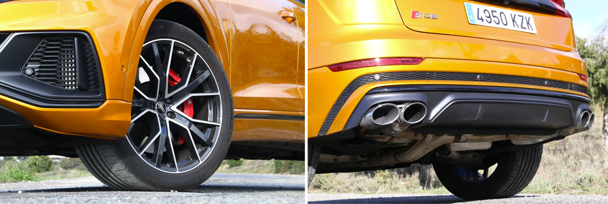 foto de las llantas y escape del Audi SQ8 TDI