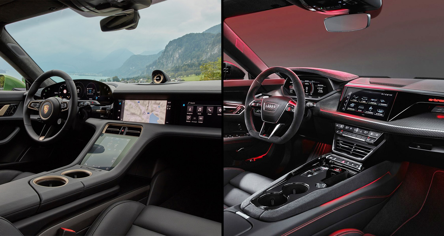 interior diferencias Audi e-tron GT Porsche Taycan