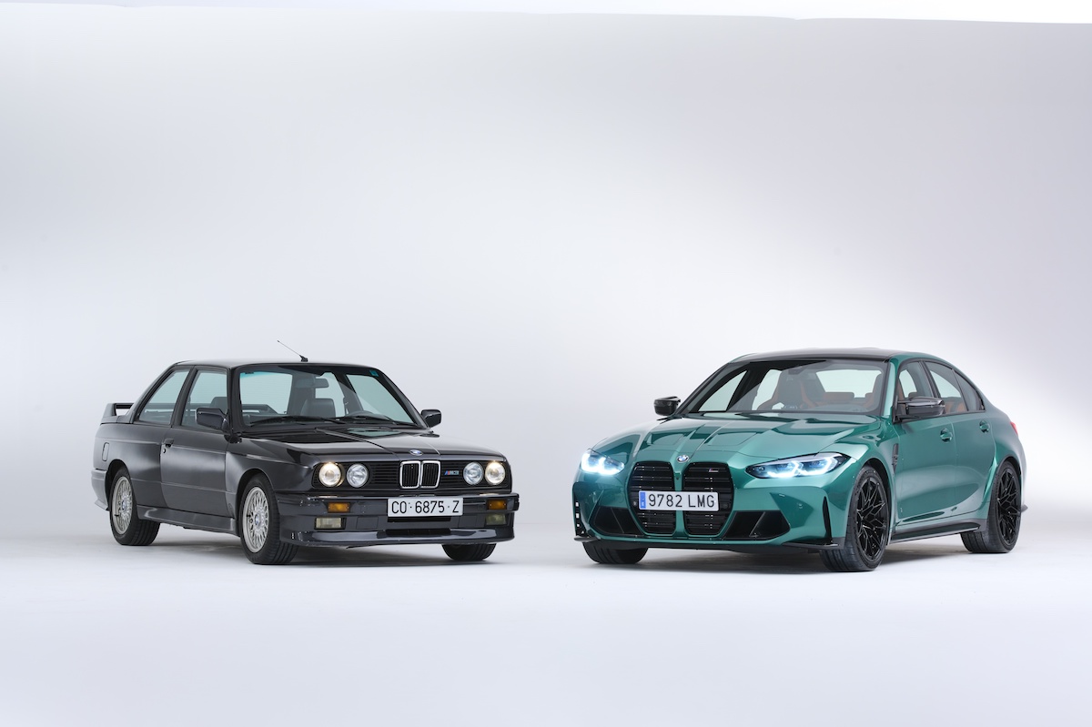 Seis generaciones del BMW M3 juntas Seis generaciones del BMW M3 juntas BMW M3 E30 y BMW M3 G80 frontal