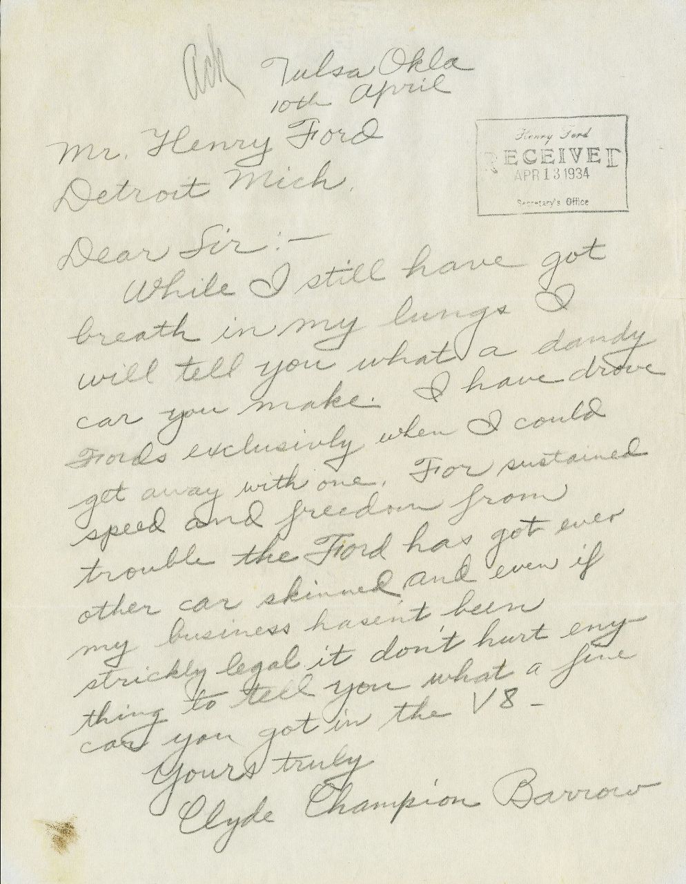 cartas dillinger bonnie clyde henry ford