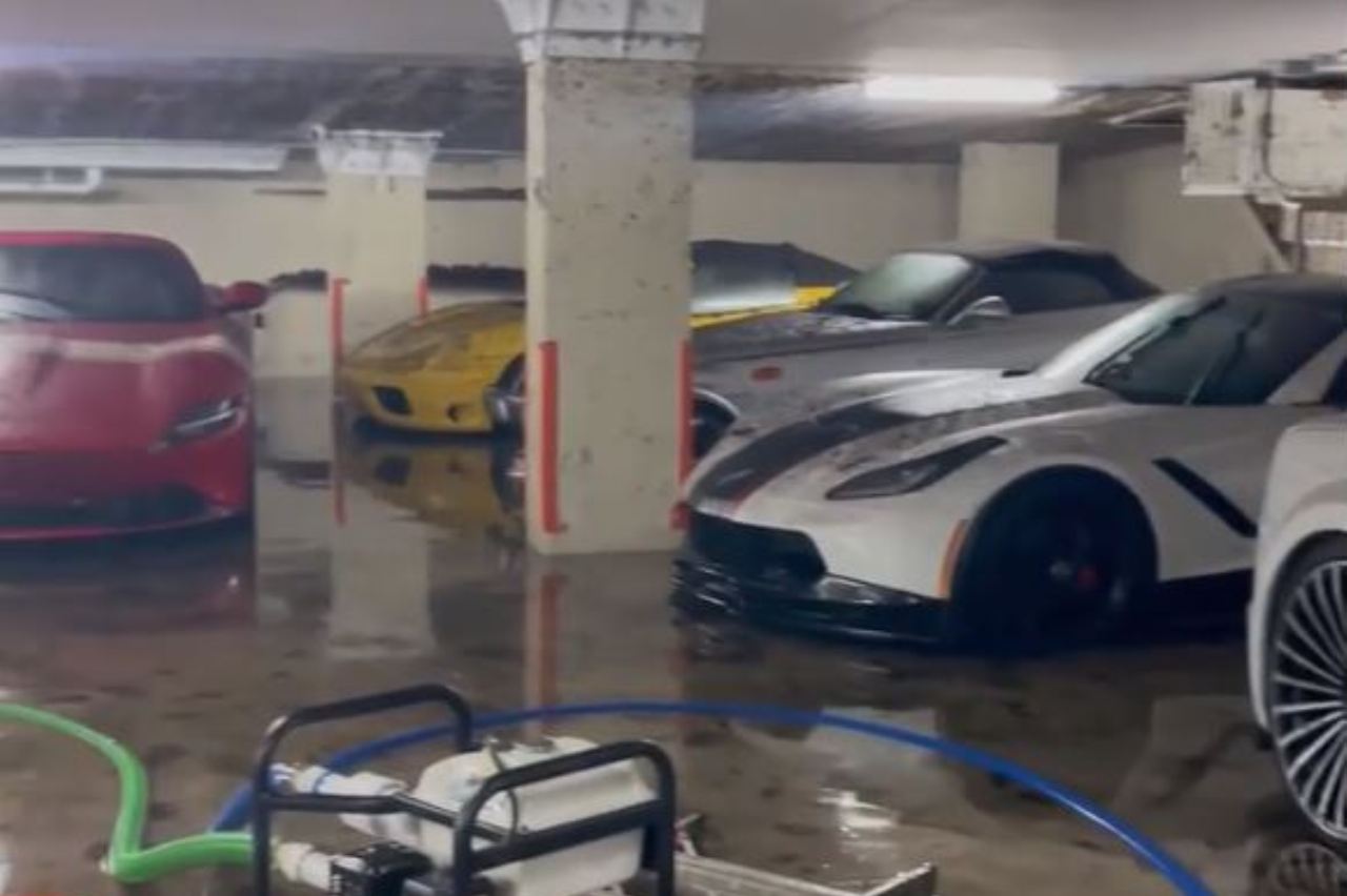 inundacion destruye garaje coches lujo